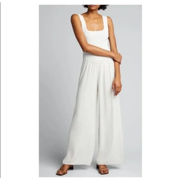 NWT $495 Theory Sleeveless Square Neck Jumpsuit Rib Romper Crepe Petite Black - Picture 3 of 11